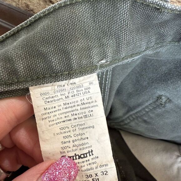 Carhartt Size 38x32 Dungaree Fit Green Jeans - Picture 6 of 8